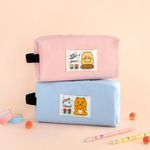 Kakao Friends Say Cheese Corduroy King Square Pencil Case (Ryan/Apeach) | 70-Pen Large Capacity Pouch | Designed in Korea